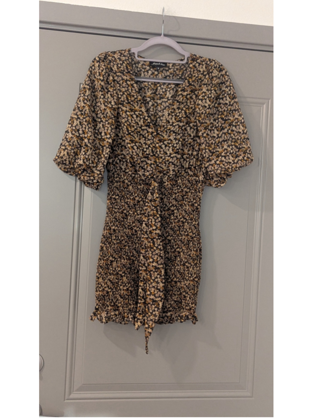 Women's French Kiss Black & Yellow Floral Mini Dress S